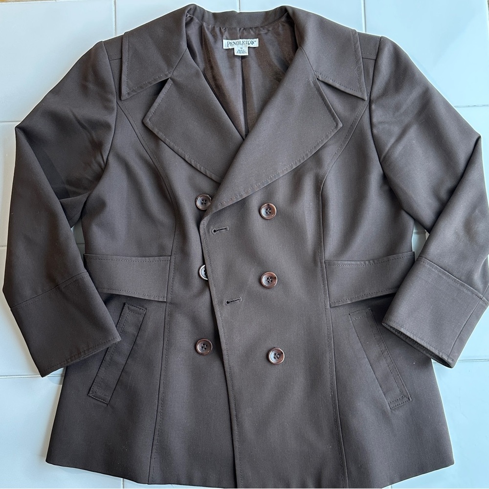 Pendleton Dark Brown Double-Breasted Pea Coat - image 1